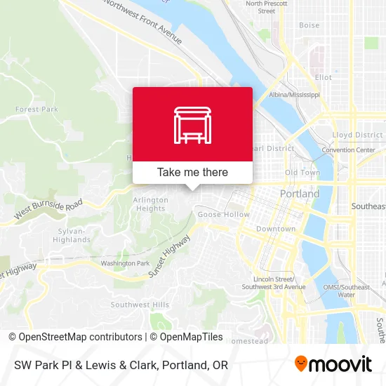 SW Park Pl & Lewis & Clark map