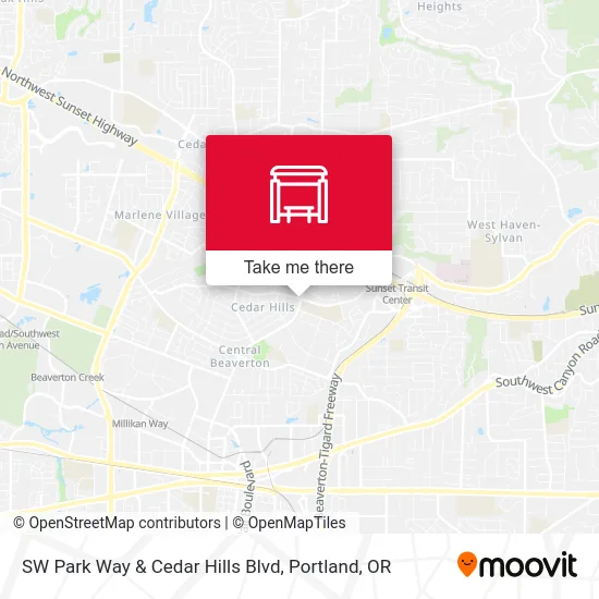 SW Park Way & Cedar Hills Blvd map