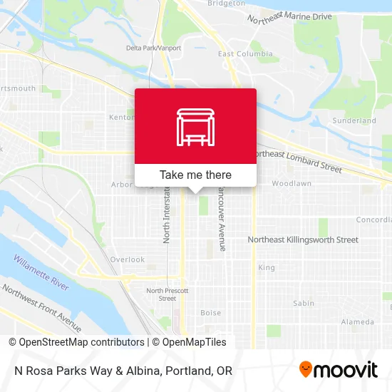 N Rosa Parks Way & Albina map
