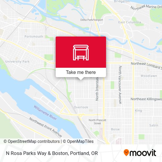 N Rosa Parks Way & Boston map