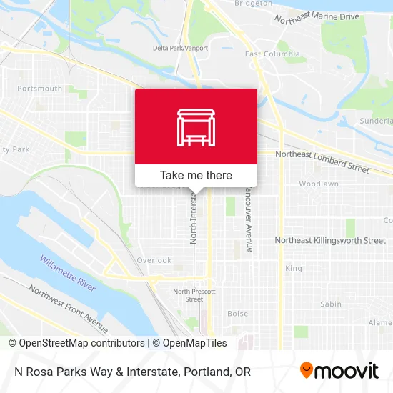 N Rosa Parks Way & Interstate map