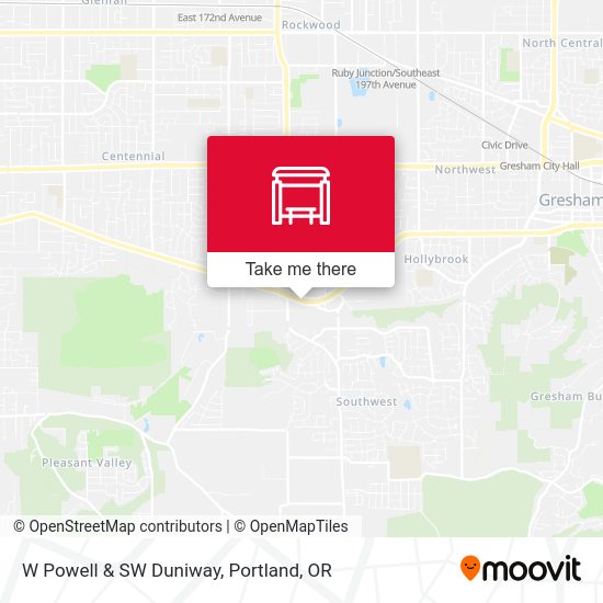 W Powell & SW Duniway map