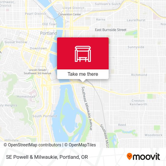 SE Powell & Milwaukie map