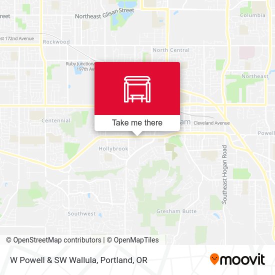 W Powell & SW Wallula map