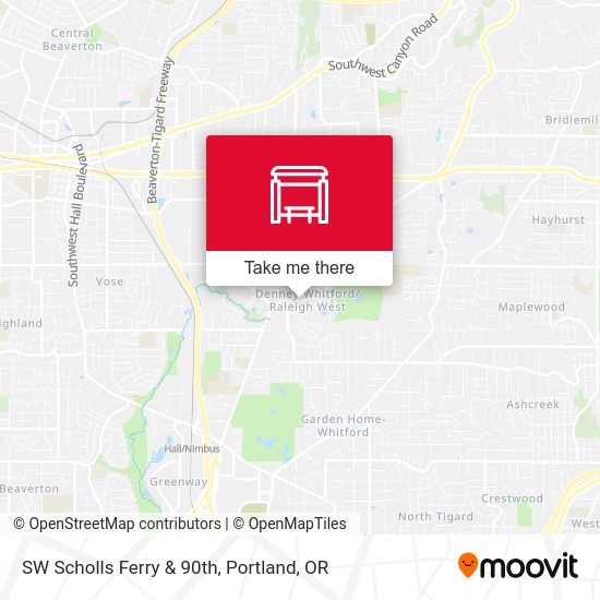 SW Scholls Ferry & 90th map