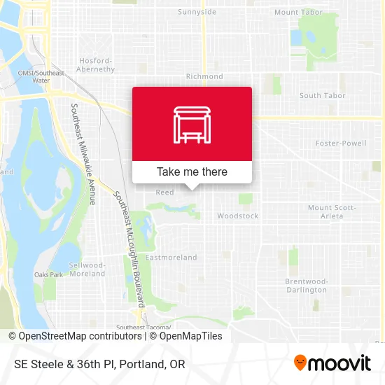 SE Steele & 36th Pl map