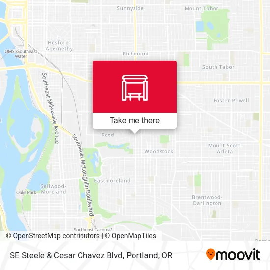 SE Steele & Cesar Chavez Blvd map