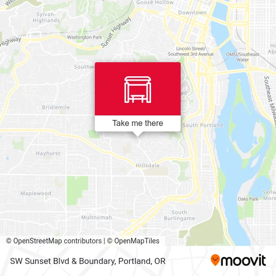 SW Sunset Blvd & Boundary map