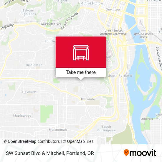 SW Sunset Blvd & Mitchell map