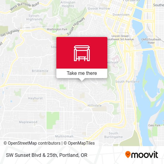 SW Sunset Blvd & 25th map