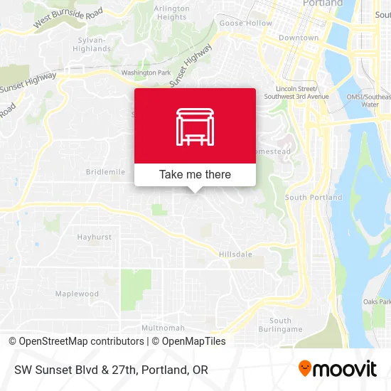 SW Sunset Blvd & 27th map