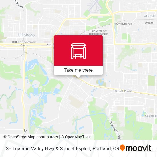 SE Tualatin Valley Hwy & Sunset Esplnd map