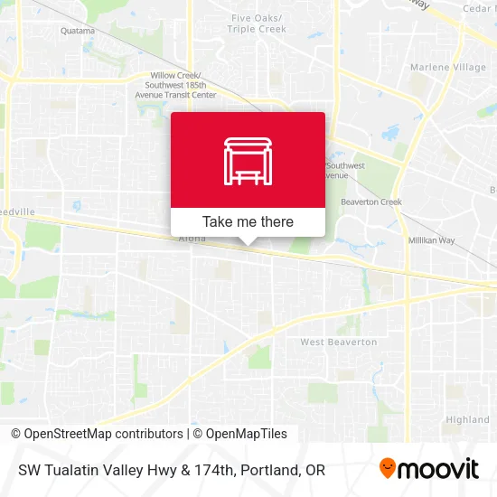 SW Tualatin Valley Hwy & 174th map