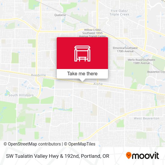 SW Tualatin Valley Hwy & 192nd map