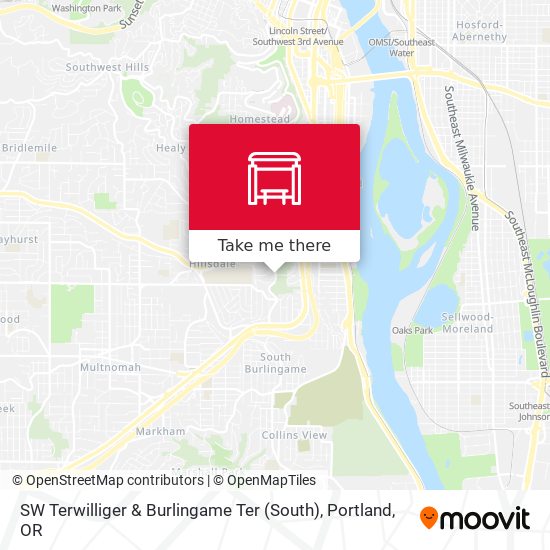 SW Terwilliger & Burlingame Ter (South) map