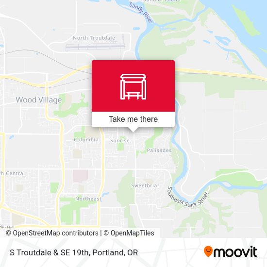 S Troutdale & SE 19th map