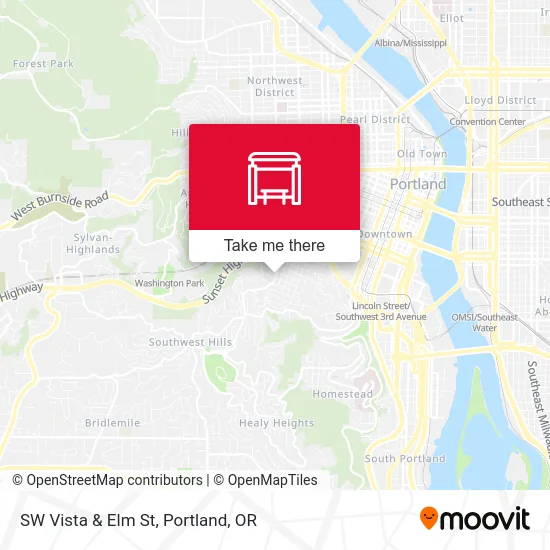 SW Vista & Elm St map