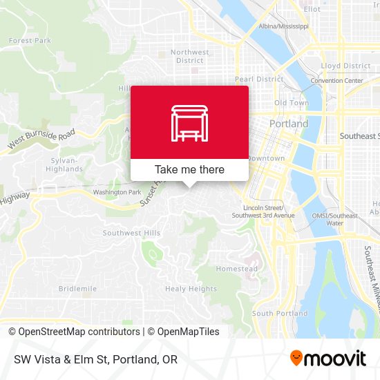 SW Vista & Elm St map