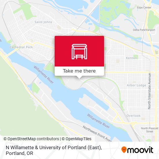 N Willamette & University of Portland (East) map