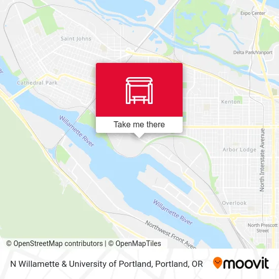 N Willamette & University of Portland map