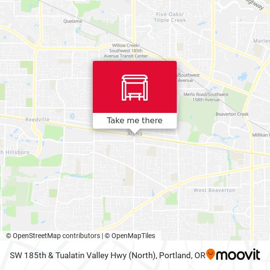 SW 185th & Tualatin Valley Hwy (North) map