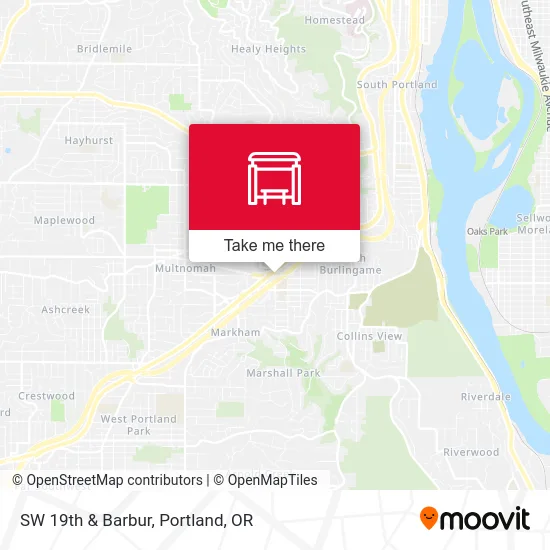 SW 19th & Barbur map