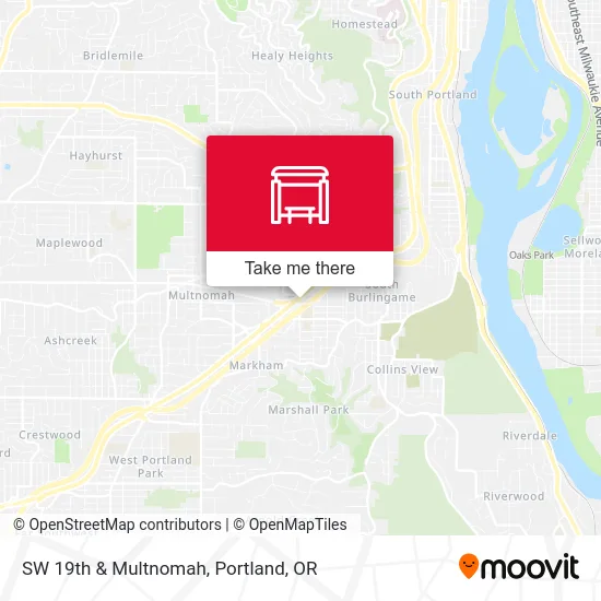 SW 19th & Multnomah map