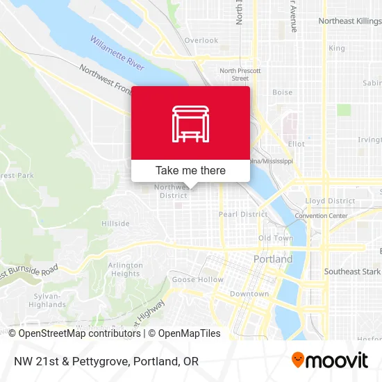 NW 21st & Pettygrove map