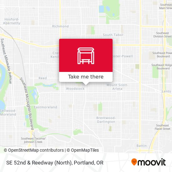 SE 52nd & Reedway (North) map