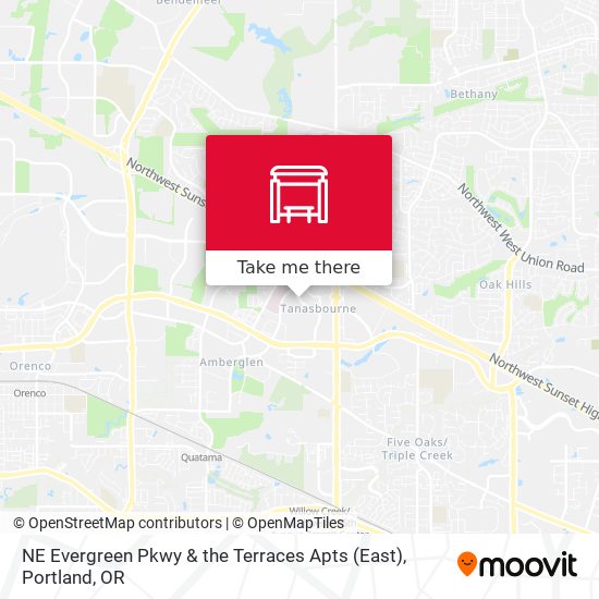 NE Evergreen Pkwy & the Terraces Apts (East) map