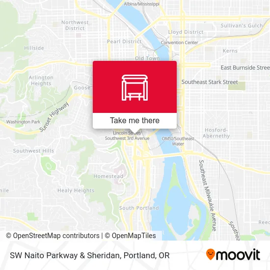 SW Naito Parkway & Sheridan map