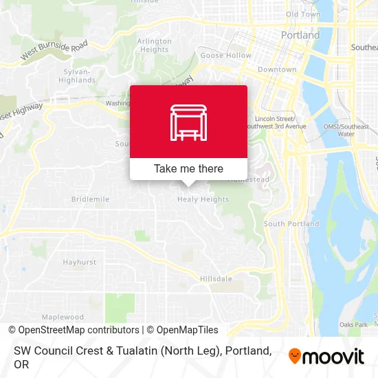 SW Council Crest & Tualatin (North Leg) map
