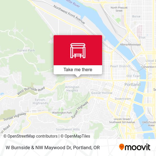 W Burnside & NW Maywood Dr map