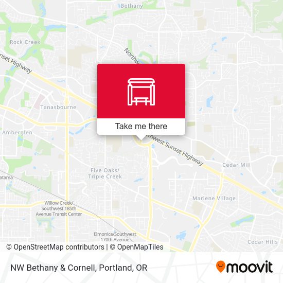 Mapa de NW Bethany & Cornell (North)