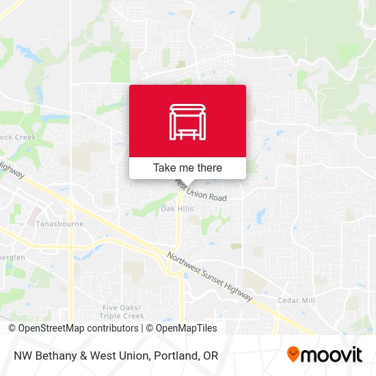 NW Bethany & West Union map