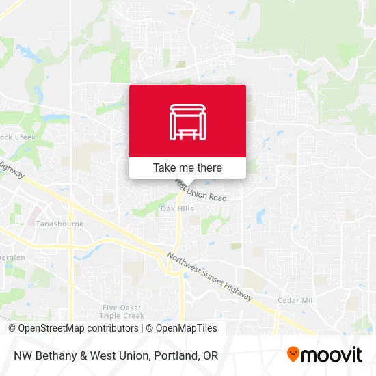 NW Bethany & West Union map