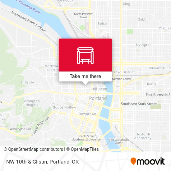 NW 10th & Glisan map