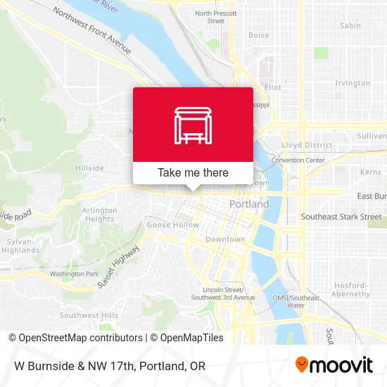 W Burnside & NW 17th map