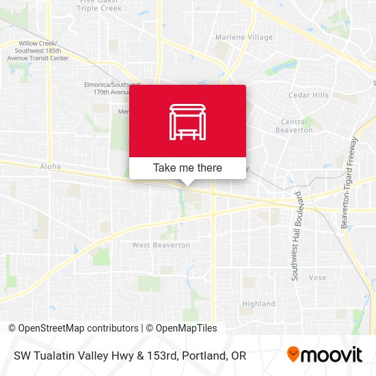 SW Tualatin Valley Hwy & 153rd map