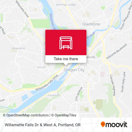 Willamette Falls Dr & West A map