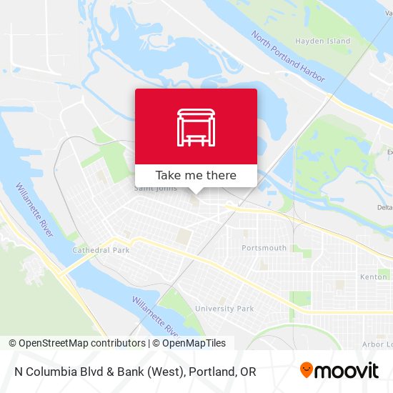 N Columbia Blvd & Bank (West) map