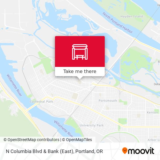 N Columbia Blvd & Bank (East) map