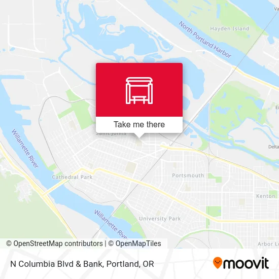 N Columbia Blvd & Bank map