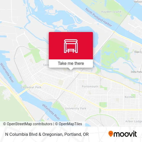 N Columbia Blvd & Oregonian map