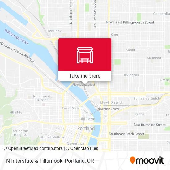 N Interstate & Tillamook map