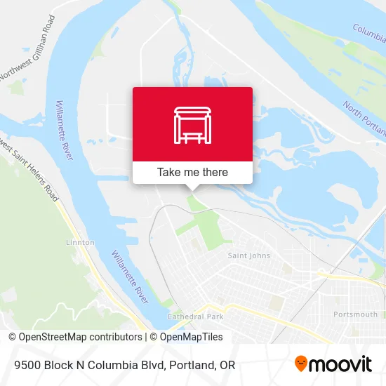 9500 Block N Columbia Blvd map