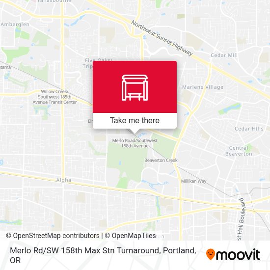 Merlo Rd / SW 158th Max Stn Turnaround (East) map