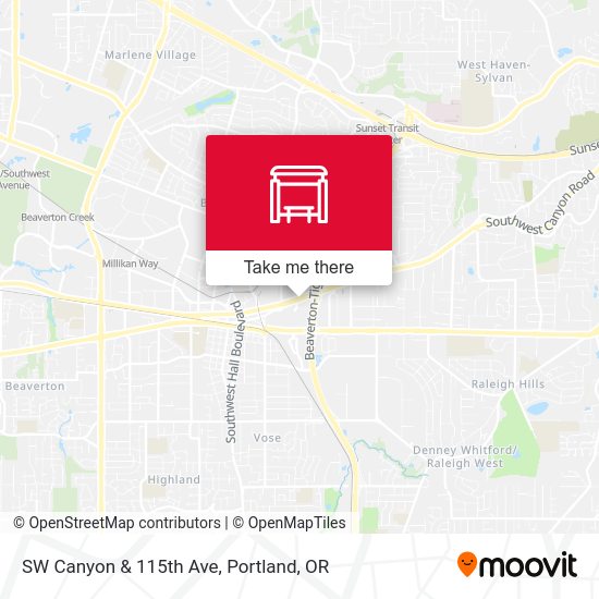SW Canyon & 115th Ave map