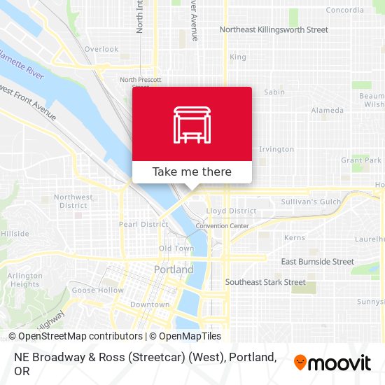 Mapa de NE Broadway & Ross (Streetcar) (West)
