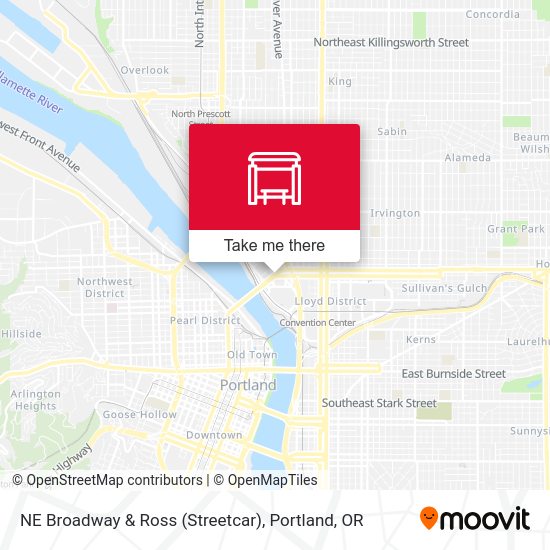 Mapa de NE Broadway & Ross (Streetcar) (West)